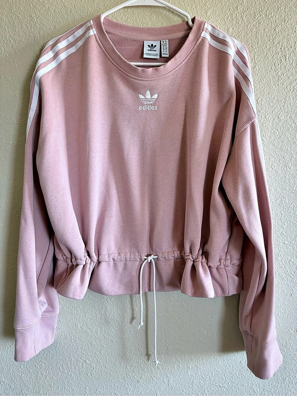 adidas Originals Trefoil Drawstring Hem Crewneck Sweatshirt Pink Large